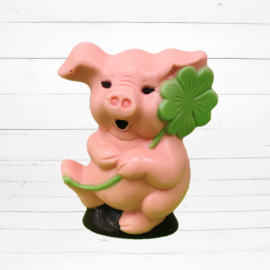 Glücksschwein mit Kleeblatt, weisse Schokolade 150g