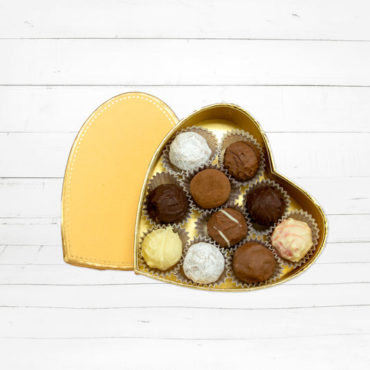 Alpentruffes - Herzschachtel Orange, 10 Stk.