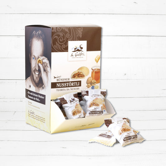 Gastrobox mit Mini Bündner Nusstörtli à 19g (950g) - Art.Nr. 2004