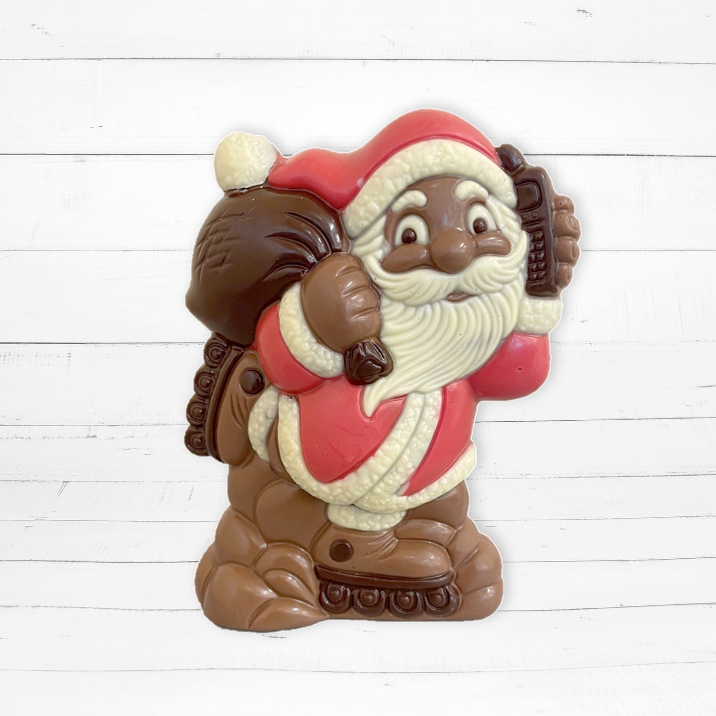 Samichlaus mit Rollschuhe und Handy, Milchschokolade 250g